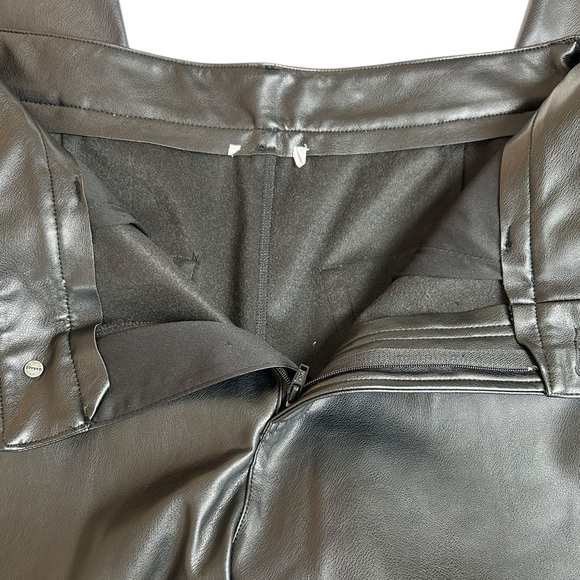 Vegan leather black pants, L-XL, high-waisted, wide legs, Grunge Streetwear - Picture 5 of 9